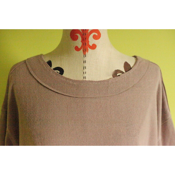 H BY BORDEAUX XL Soft Loose Sweater Top 3/4 Slv Boat Neck Brown - Picture 3 of 10